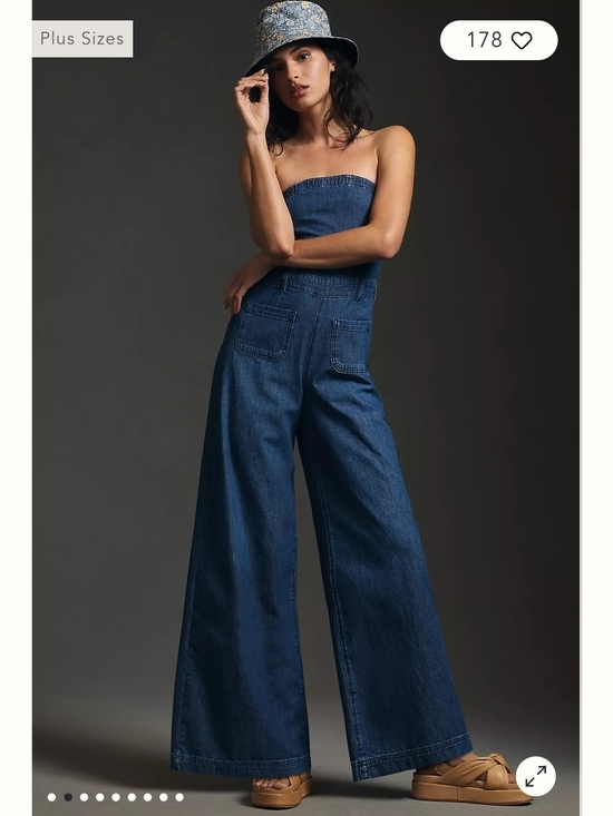 Anthropologie Pants - Anthropologie Pilcro Strapless Polished Wide-Leg Jumpsuit Size 14